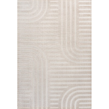 Anders High-Low MidCentury Modern Arch Stripe Two-Tone Indoor/Outdoor Area Rug